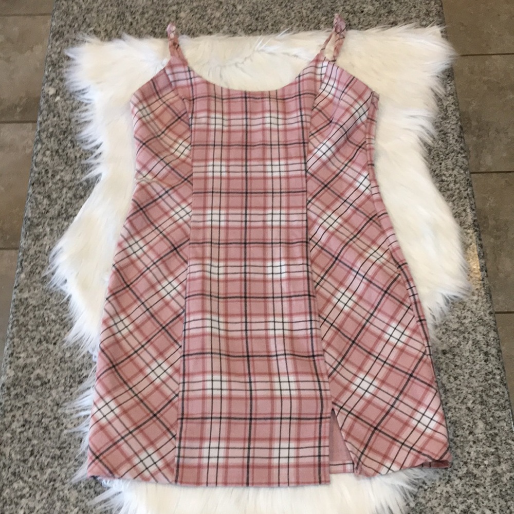 4/$20 pink plaid mini dress